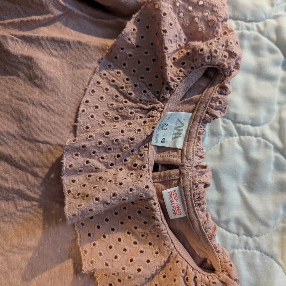 Zara Pink Eyelet Ruffle Top